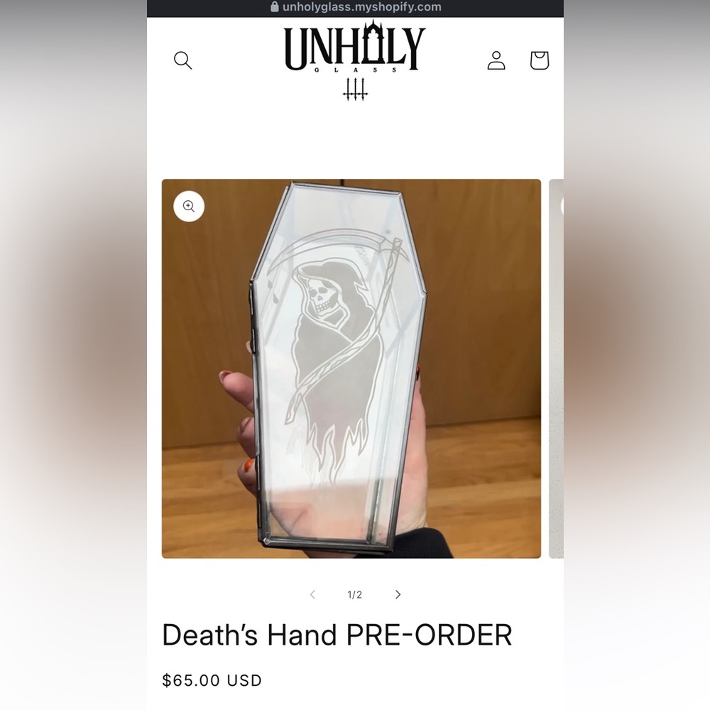 Unholy Glass Death’s Hand Coffin - Picture 8 of 8